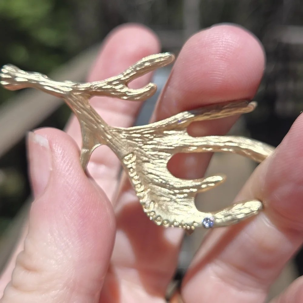 Gold Handmade Moose Antler Hair Pin With Gemstone By Brovoh Sndorinr